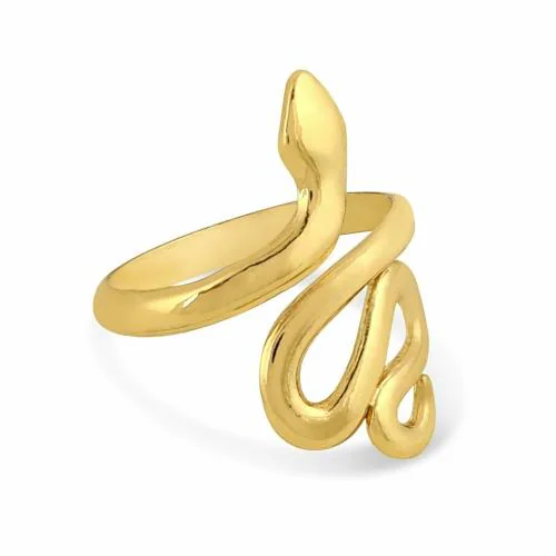 The Fun Company Snake-Head Gold Plated Ring | Lightweight And Stylish Jewellery | Trendy Accessories For Office/Casual Wear | Gifts For Women & Girls