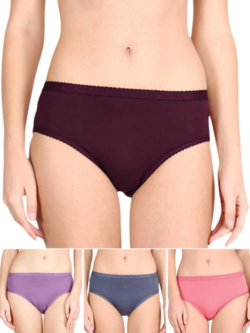 Lux Cozi Multicolor Solid Cotton Pack of 4 Panties
