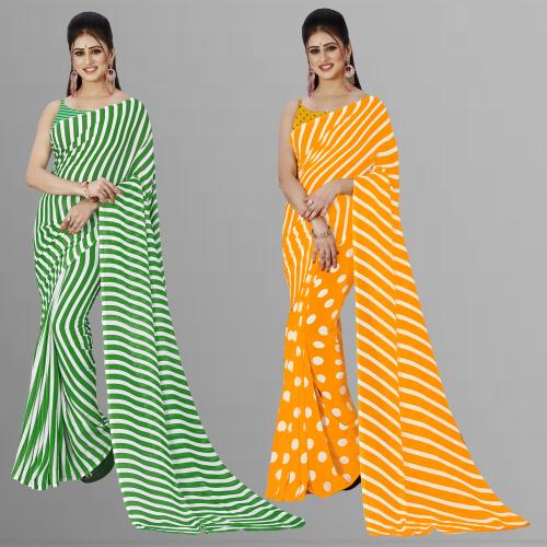 Anand Women Multicolor2 Self Design Pattern Georgette Pack of 2 Saree With Blouse