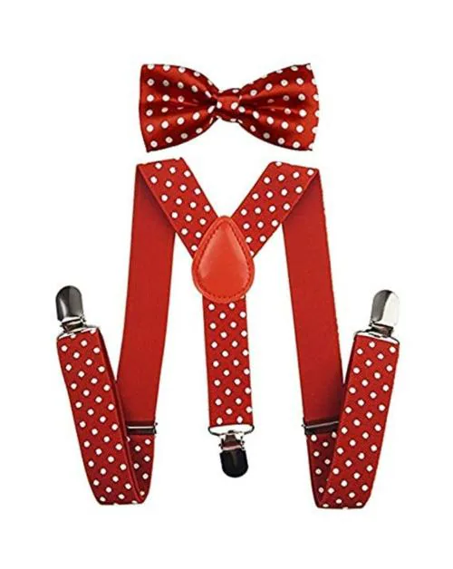 Accery Red Kids Suspender and Bow Tie Set