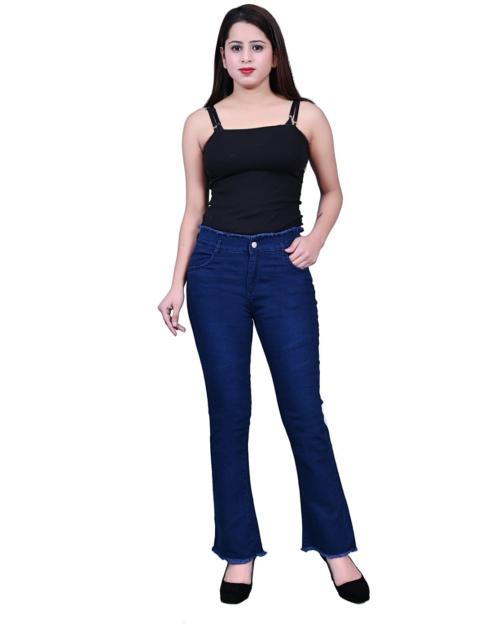JOVSHIL Women's Bell Bottom Jeans | Denim Jeans for Women's and Girl's |Blue Jeans|Size-26|Pack of 1