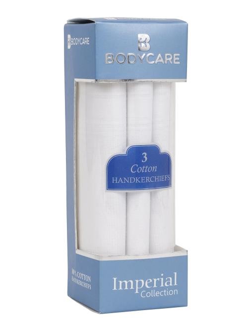 BODYCARE Men White Solid Cotton Pack of 3 Handkerchief