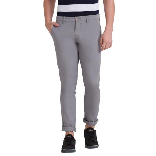 Buy Parx Men Grey Solid Cotton Blend Flat-Front Pants Online at Best ...