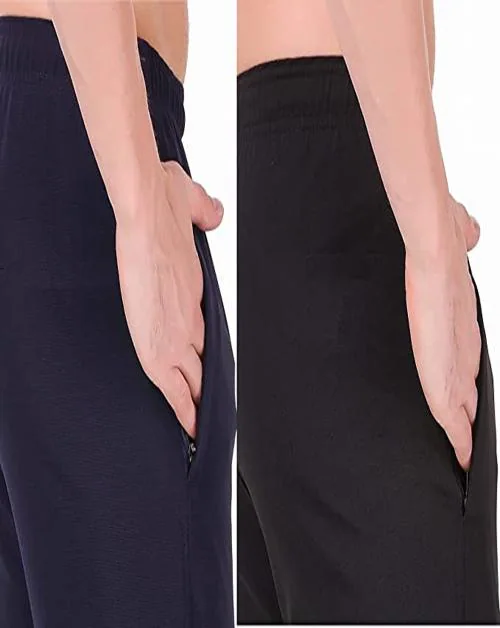 EVIGHT LIVING Men Gym Wear Yoga Slim Fit Track Pants Combo Pack Active Joggers Sports Casual Both Side Pockets Pack 2 Plain Stretchable Athletic Running Lower Fully Lycra Fit Jogging Workout