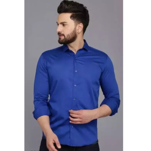 RARCH Men's Cotton Full Sleeve Slim Fit Solid Shirt (Shirts-RYLBL-XL)