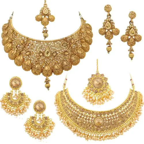 Pearl Gold Plated Necklace Mangalsutra & Kada Combo for Women 