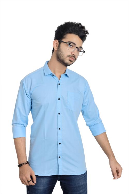 ALMORA Men's Slim fit Cotton Casual Shirt with Spead Collar & Full Sleeves
