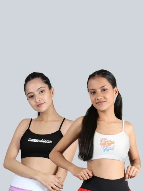 Dchica Be You Collection Humane Set of 2 Beginners Double Front Layered Training Bras