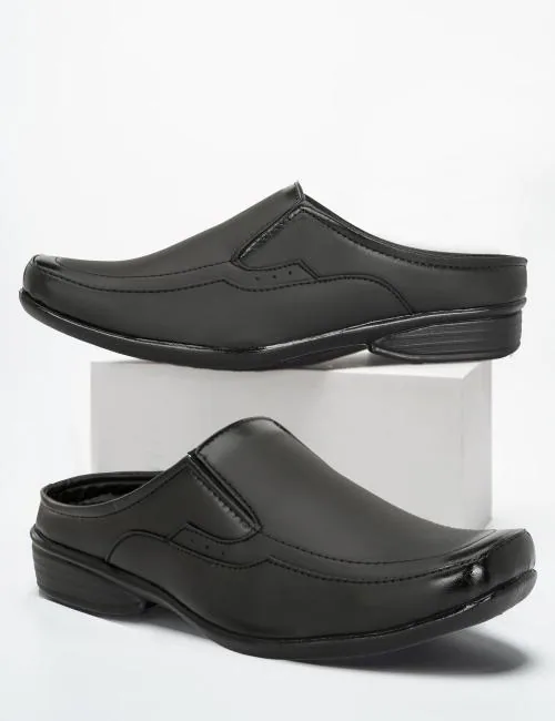 Stylelure Synthetic Leather Black Formal Mule/Clogs Office Shoes For Men