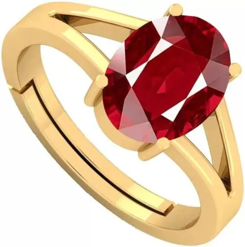 Chopra Gems & Jewellery Brass Burma Ruby Stone Ring (Men and Women) - Free Size