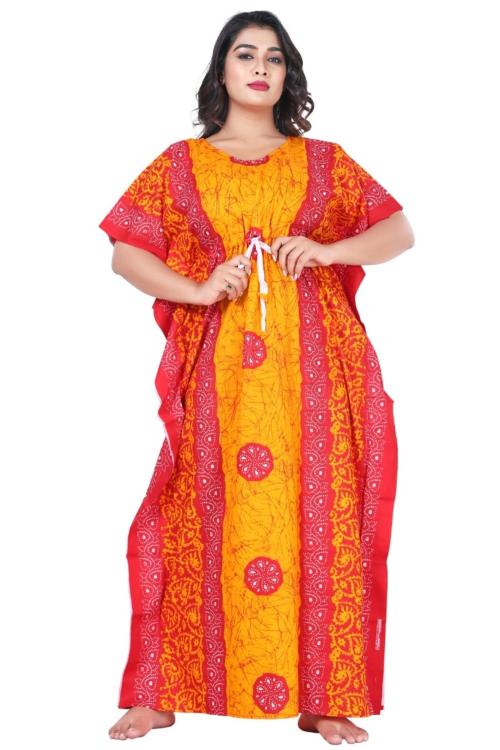 Buy Fabimi Women Cotton Kaftan Nighty( Red) Online at Best Prices in