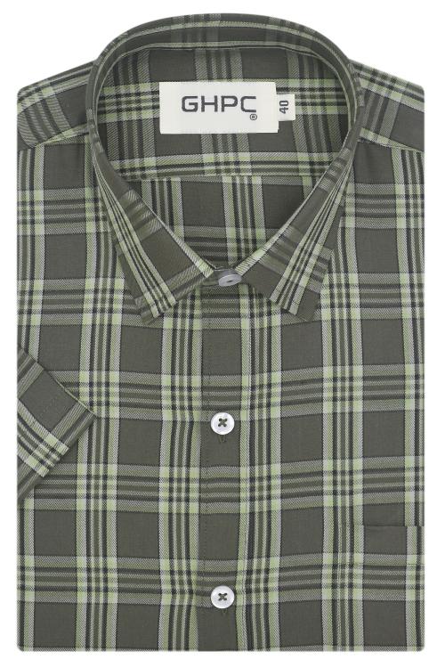 GHPC by Arihant Men's Giza Cotton Tartan Checks Half Sleeves Regular Fit Formal Shirt