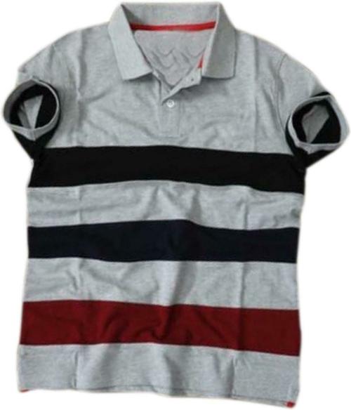 OSAM WEAR Men Grey Self Design Cotton Blend Polo Neck T-Shirt, XXL