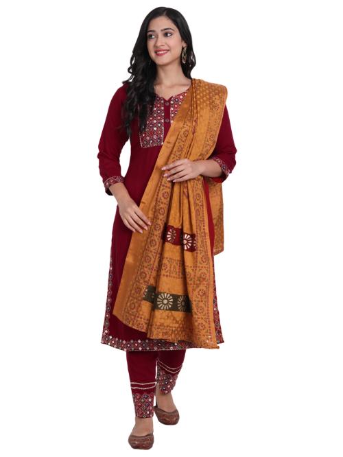 Ziva Fashion Women Ethnic Kurta with Trouser & With Dupatta