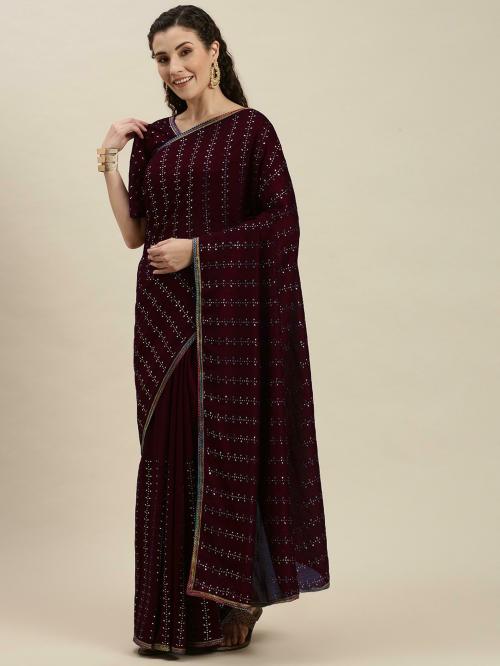 Women Black Solid Art Silk Saree