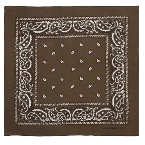 Navkar Crafts Unisex Cotton Paisley Bandana/Head Wrap/Wristband/Face Cover/Handkerchief for Men and Women, Multi (50 * 50cm, Brown)