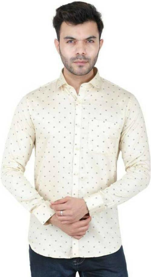 Blue Ocean Mens Cream Pure Cotton Casual Shirt - 38
