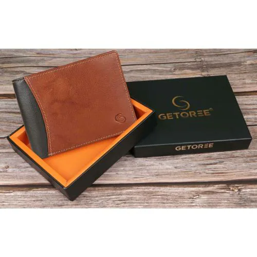 GETOREE Teak Tan RFID Blocking Leather Wallet for Men | Wallets Men Leather | Mens Wallet | Wallets for Men