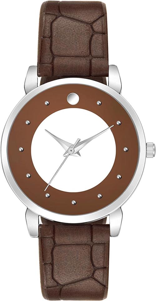 Papio Analog Coffee Dial Coffee Strap Watch For Women