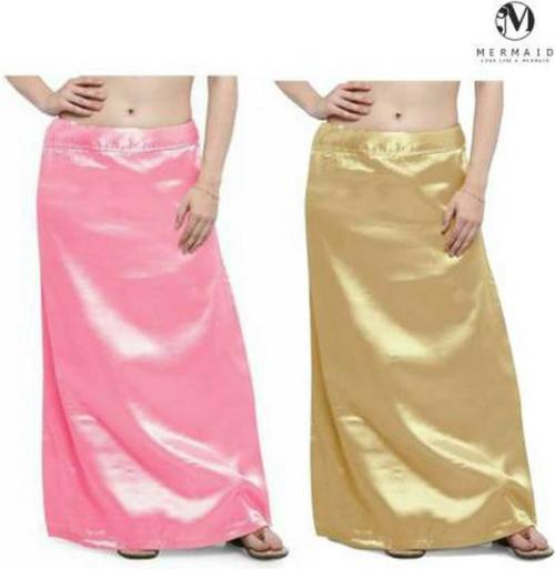 Kavya Designer Women Multicolor Satin Blend Saree Petticoat (Pack of 2)