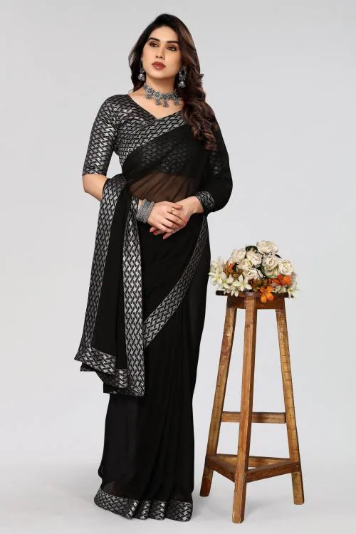 NESHVI ENTERPRISE women's georgette saree with blouse piece.