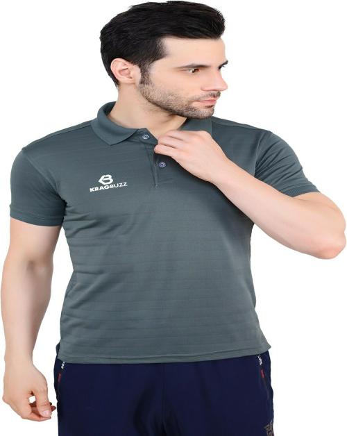 Kragbuzz Men Green Solid Polyester T-Shirt (L)