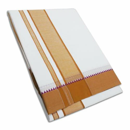 Vimayam Pure Cotton Snow White Dhoti 4 meter+ 2.25 Meter Double Dhoti[ 9X5] Mustard