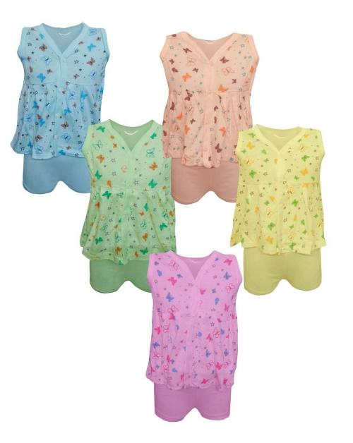 MRB Girls Multicolor Printed 100% Cotton Pack Of 5 Dress