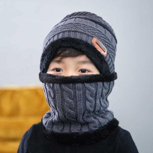 Eastern Club Woolen Winter Cap with Neck Scarf for Boys and Girls/Kids Winter Cap (Age 7-14 Years