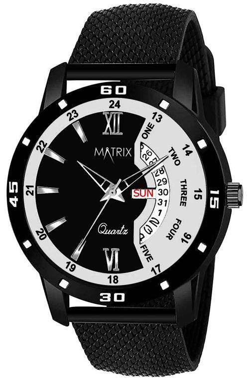 Matrix Timepiece Dual Color Day & Date Black / Blue Analog Wrist Watch For Men & Boys (DD-0101)