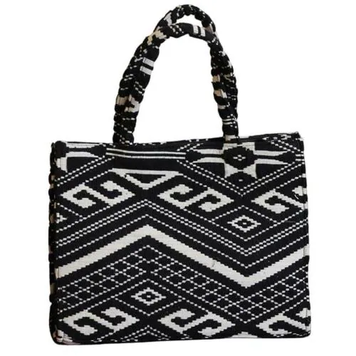 BOWS ARE WOWS Women's Jacquard Large Size Shoulder Tote Bag|Multicolour|16X11 INCHES