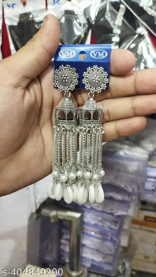 VIBRANCE Jhumka Earrings | India Traditional Oxidized Silver Jhumka Earrings for Women & Girls