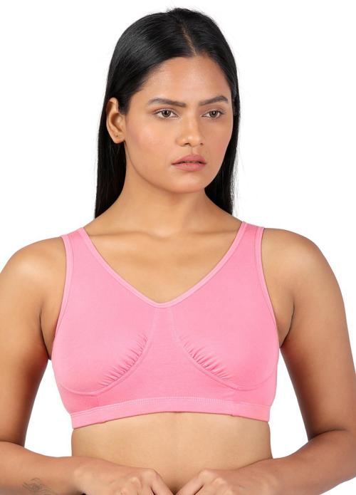 Zivira Womens Pink Cotton Lycra Blend Sports Bra (40B)