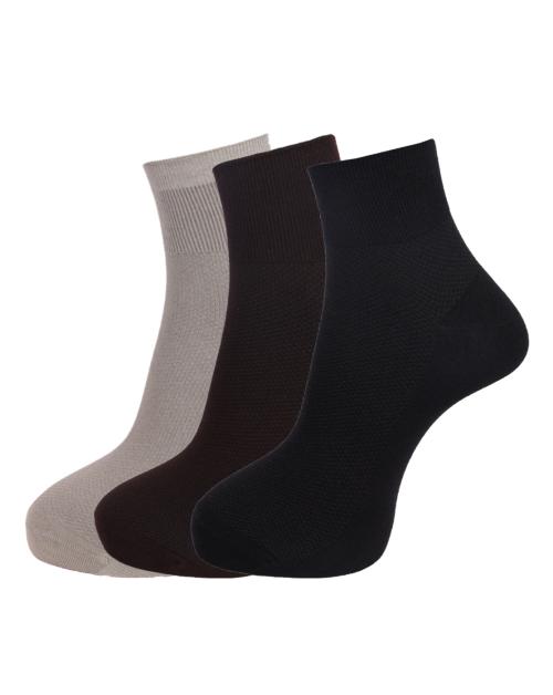 Buy DOLLAR Men's Multicolor Solid Cotton Blend Pack of 3 AnkleLength