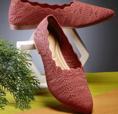 AROOM Peach Comfortable Women/Girls Wedge Flats Bellies For Women Bellies For Women