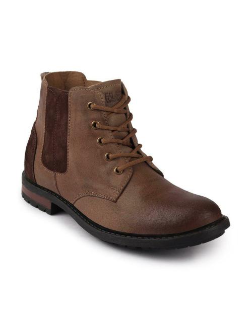 FAUSTO Men's Brown Outdoor Chelsea Leather Boots