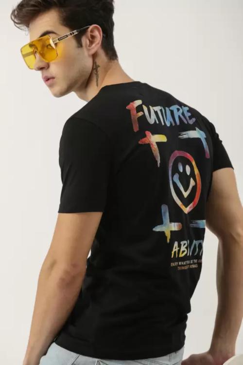 Maniac Tshirt/Mens Tshirt/tshirt for mens/tshirt/Men's Halfsleeve Round Neck Printed Black and Orange Cotton Slim Fit Tshirt