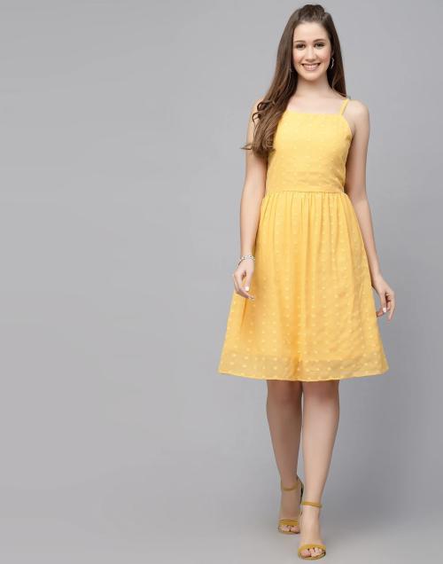 Mevika Yellow ALine Dress JioMart