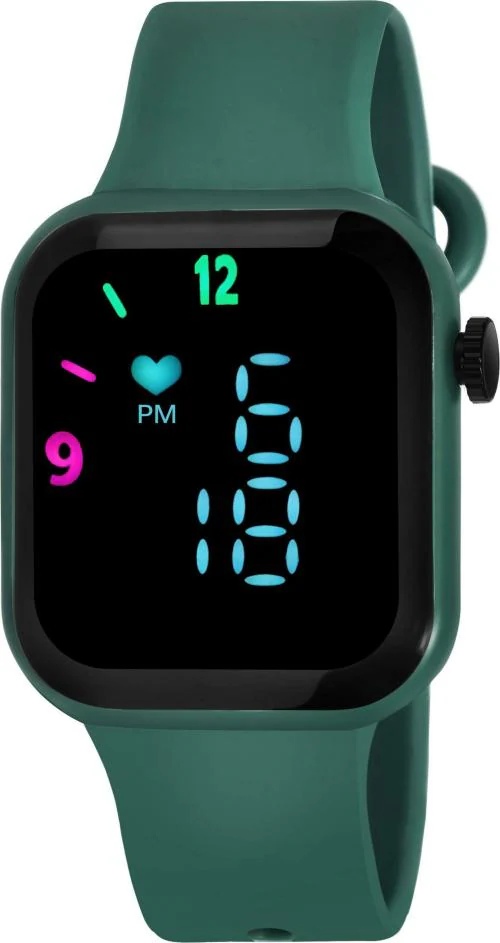 YOUTH CLUB Black Dial Green Strap Digital Watch for Boys (GIF-GRN)