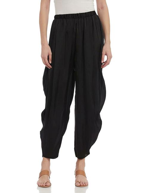 GO COLORS Women Black Solid 100% Cotton Patiala Pant