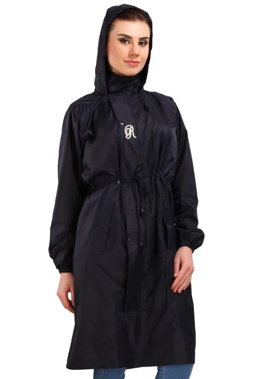 Real Scooty Coat Zipper & Snap Reversible Long Raincoat | Full Length for Women | Heavy Waterproof Rainwear | Portable Rain Suit (XL, Black)
