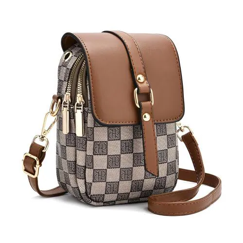 Palay Sling Bag For Women Crossbody Bag For Women Phone Bag Stylish Pu Leather Mobile Cell Phone Holder Pocket Purse Wallet Sling Bag Mini Shoulder Bags (Brown)