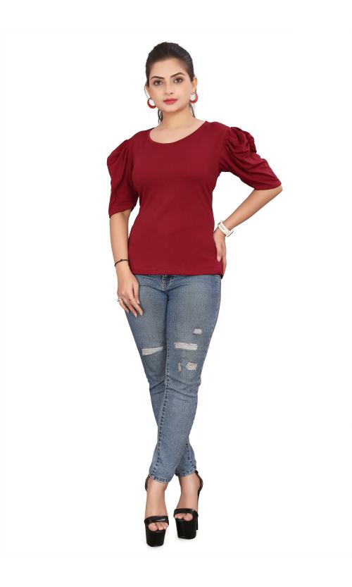 Khichdi Fashion Women's Lycra Blend Crop Top T-shirt