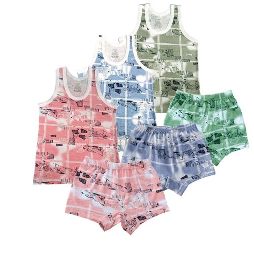 UCARE Boys Multicolor Printed Cotton Set Of 3 Inner Wear Baniyan With Trunks (9 Years-10 Years)