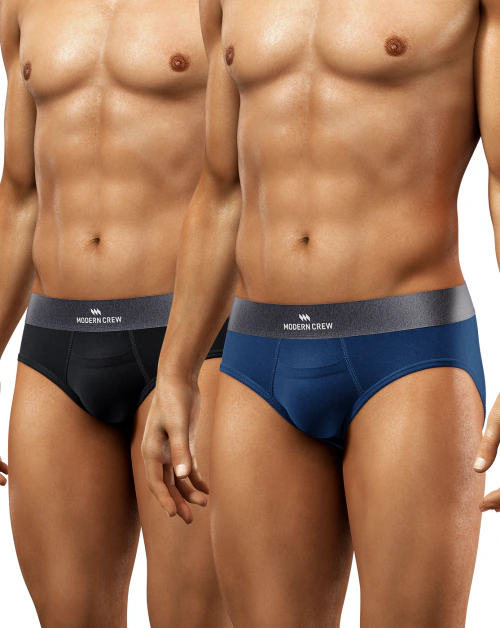 Modern Crew Men's Premium Ultrasoft Micromodal Briefs, Pack of 2,Anti-Odor and Anti-Bacterial - Made in India