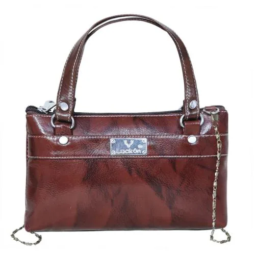 LuckOn Brown Leather Clutch Bag L20