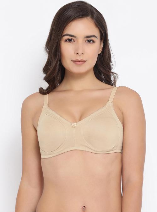 Macrowoman W Series Women Nude Solid Cotton Blend Single Bra