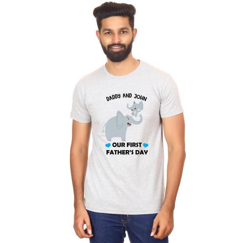 HUMUS Men first father day elephant regular fit tshirt Melange