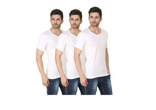 PRINCE WEAR Men White Cotton Pack of 3 Vest (S) | Activest RNS