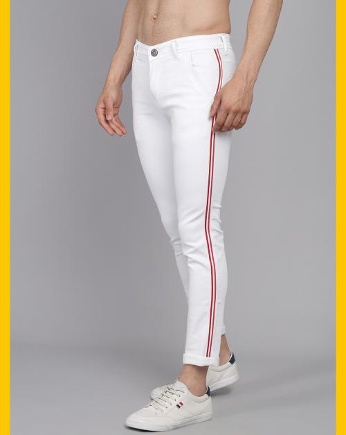 PODGE Men's Slim Fit White Jeans JioMart